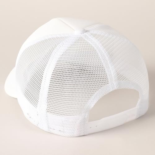 MIRMARU 5 Panels Blank Foam Front Two Tone Solid Trucker Mesh Back Baseball Cap with Adjustable Snapback Strap - color: Solid-white