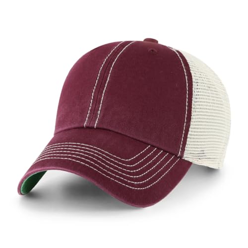 47 Brand Blank Trawler Trucker Mesh Clean Up Snap Back Adjustable Dad Hat Cap - One Size - color: Dark Maroon