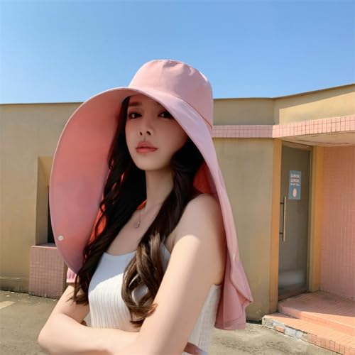 Sun Hats Women UV Protection Wide Brim Sun Hat Neck Flap Shawl Summer Beach - color: Khaki