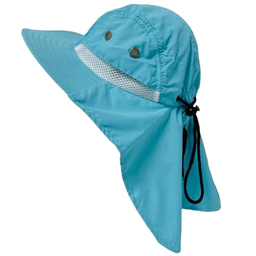 Packable and Adjustable Mesh Boonie Sun Hat with Neck Flap - color: Teal