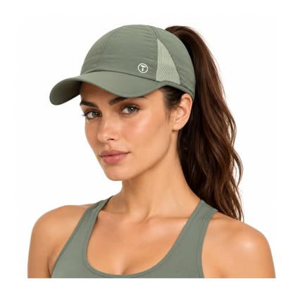 TOP-EX UPF 50+ Cooling High Ponytail Baseball Cap for Women - color: Sage Green, size: One Size