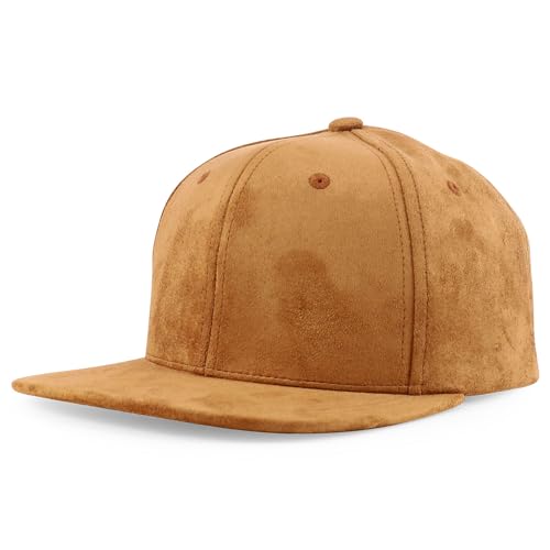 Trendy Apparel Shop Plain Suede Flat Bill Snapback Cap - color: Wheat