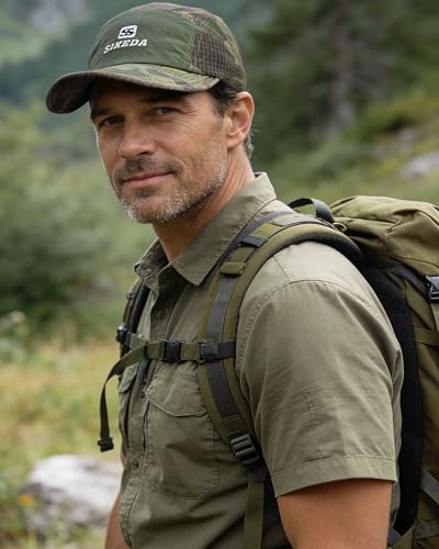 CLAPE Short Brim Cap for Men, Camouflage Quick Dry 5 Panel Running Hat - color: Bssd2577-green