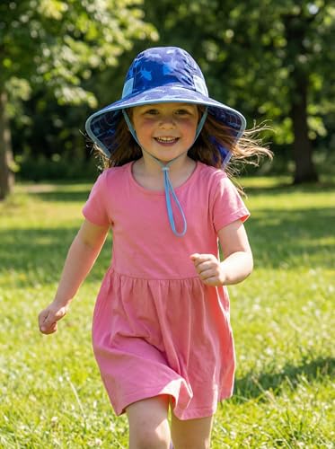 icolor Kids Sun Hat UPF50+ Sun Protection Bucket Hat Toddler Summer Beach Play Hats with Neck Flap for Girl Boy Ages 3~10 - color: Shark