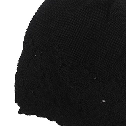 ZLYC Crochet Slouchy Beanie for Women Soft Lightweight Skull Cap - color: Solid Black