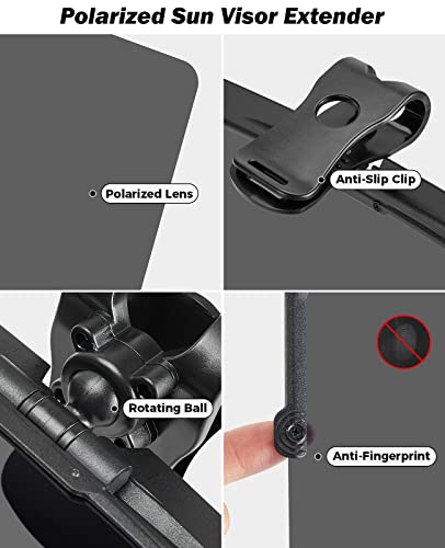 JOYTUTUS Sun Visor Extender for Compact SUVs and Sedans, Universal Anti-Glare Polarized Sun Visor Easy to Install, UV400 Visor Extension Protect from Glare/UV Ray/Stray Light, Safe Driving for Car - size: Medium 12"*6"