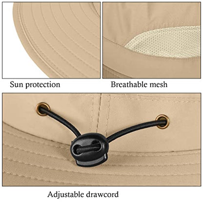 3 Pack Mens UPF 50+ Wide Brim Sun Hat with Neck Flap for Fishing Hiking Garden - color: 3 Pack Light Grey＆khaki＆army Green