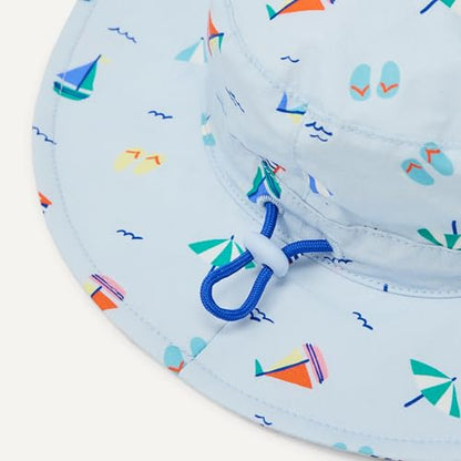 Amazon Essentials x Sofia Grainge Unisex Babies' Cotton Bucket Hat - color: Pale Blue Beach, size: 3-6 Months