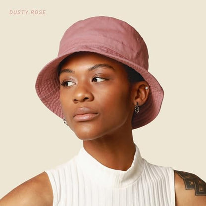Hot Summer Bucket Hat - Trendy Cotton Sun Hat for Beach, Golf, Fishing - color: Coffee