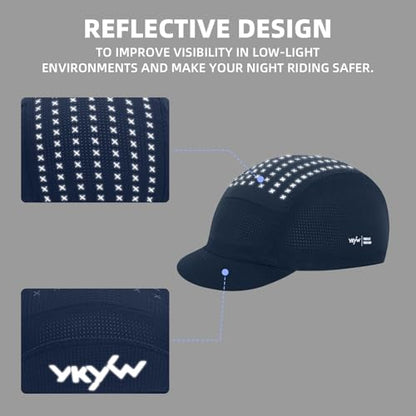 YKYWBIKE Cycling Cap for Men & Women,Sun Protection Cycling Hat Under Cycling Helmet,Cooling Helmet Liner with Sun Visor - color: Dark Blue