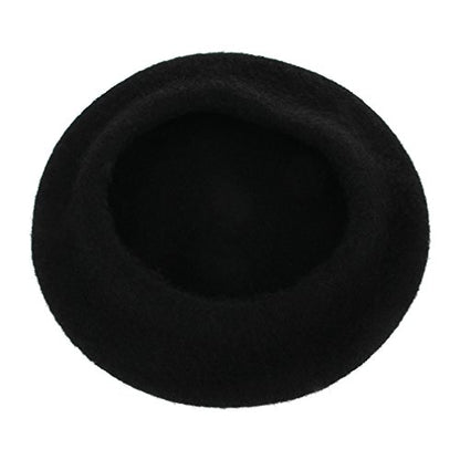 Kids Girls French Beret Hat Artist Hat Solid Warm Beanie Cap Winter Autumn - color: Black