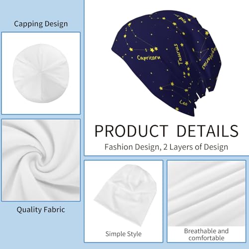 Beanie Hat for Men Women Slouchy Beanie Skull Sleep Cap Soft Lightweight Chemo Hat Stretch Cancer Headwear - color: Constellation