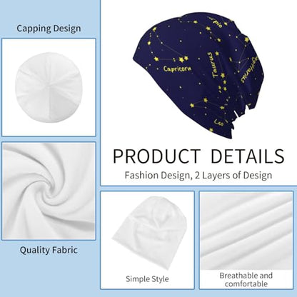 Beanie Hat for Men Women Slouchy Beanie Skull Sleep Cap Soft Lightweight Chemo Hat Stretch Cancer Headwear - color: Constellation