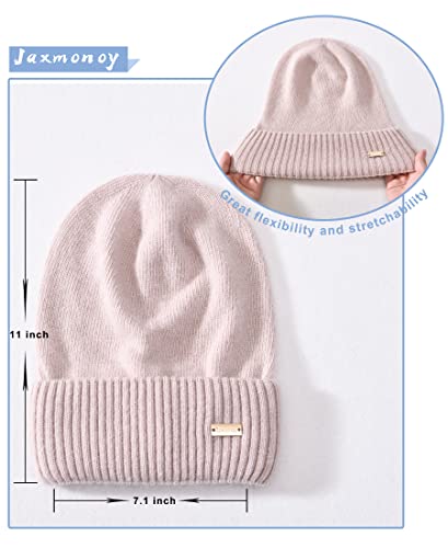 jaxmonoy Slouchy Beanies for Women Winter Lightweight Ladies Knit Hat Cuffed Soft Warm Slouch Beanie Cap - Brown - color: Pink