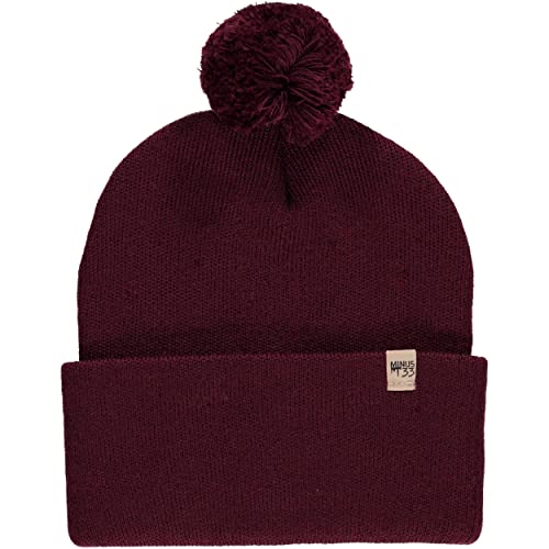 100% Merino Wool - Midweight Cuff Pom Beanie - Winter Pom Pom Hat - color: Burgundy