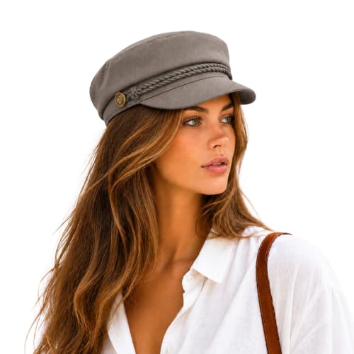 C.C Cotton Fisherman Cap for Women – Classic Fiddler Hat, Lightweight Breathable Cotton, Trendy Greek Fisherman Style - color: Cotton-new Brown