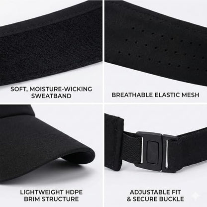 Reflective Brim Quick Dry Lightweight Visor Hat - color: Black