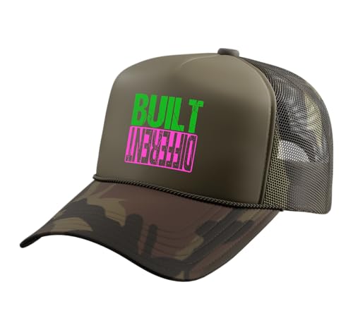 Green and Pink Different Pink and Green Trucker Hat with Adjustable Mesh Back - color: Camo Green
