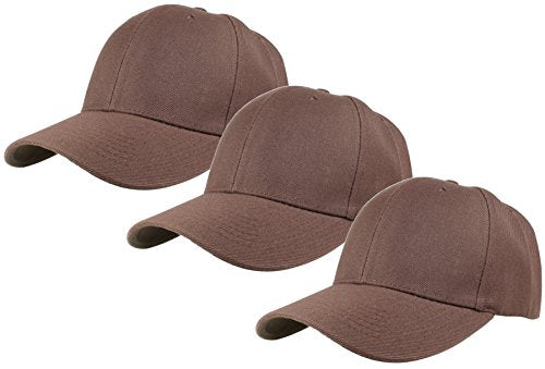 Gelante Plain Baseball Cap Adjustable Back Strap 3 PC - color: Brown