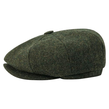 BOTVELA Men's 8 Panel Wool Blend Newsboy Flat Cap - color: Green, size: 7 7/8