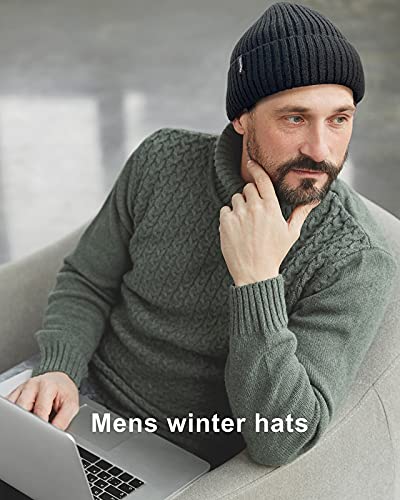 Ocatoma Beanie for Men Women Warm Winter Knit Cuffed Soft Ski Hats Unisex - color: Dark Gray