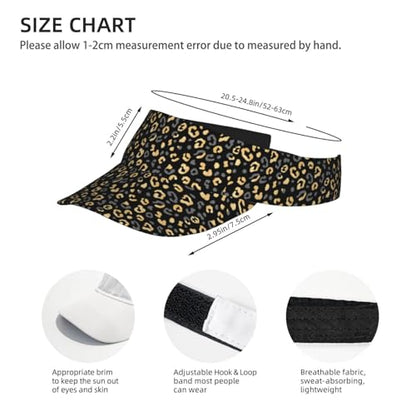 Adjustable Lightweight Open Top Sports Sun Visor Hat Cap for Golf Tennis - color: Classic Black Gold Leopard