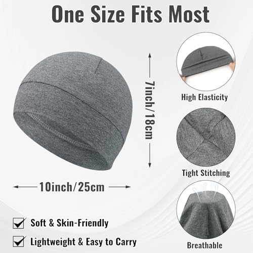 Qearl 3 Pcs Cotton Skull Caps Beanie Sleeping Hats for Men Women Multicolor