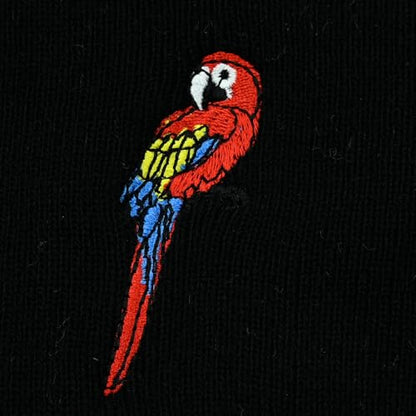 Black Beanie Hat for Men Women Embroidered Knit Winter Beanies Cap - color: Parrot