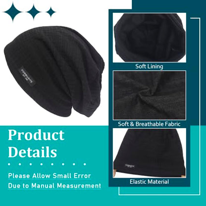 Ruphedy Men Slouchy Beanie Summer Long Oversize Thin Lightweight Skull Cap B011h - color: B018h-black, size: One Size