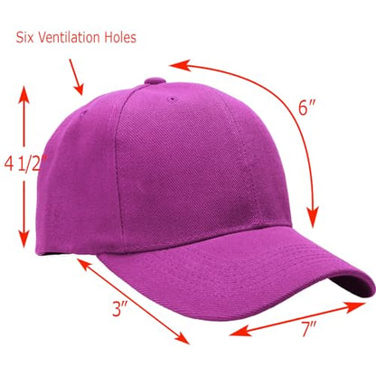 Falari Wholesale Bulk Lot 12-Pack Baseball Cap Adjustable Size Plain Blank Solid Color - color: Fuchsia