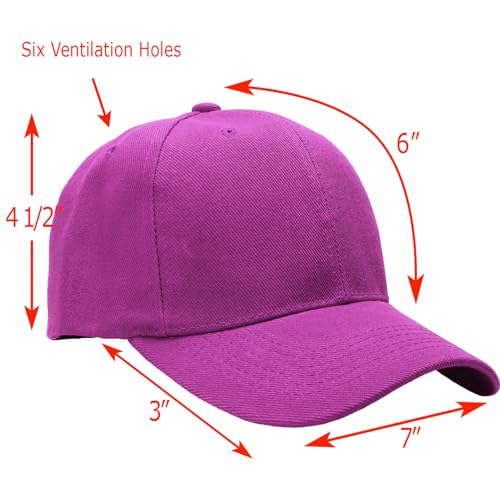 Falari Wholesale Bulk Lot 12-Pack Baseball Cap Adjustable Size Plain Blank Solid Color - color: Fuchsia