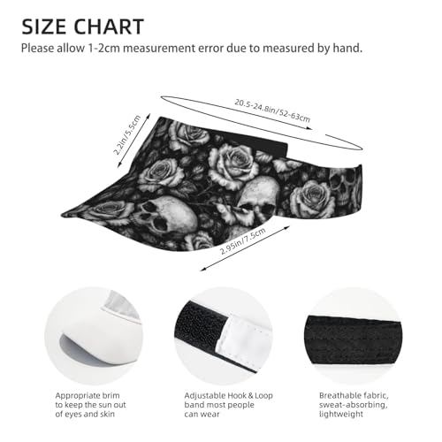 Sun Visor Hats Adjustable Open Top Sport Hat for Golf Women/Men - color: Skull Rose