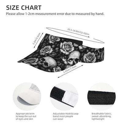 Sun Visor Hats Adjustable Open Top Sport Hat for Golf Women/Men - color: Skull Rose