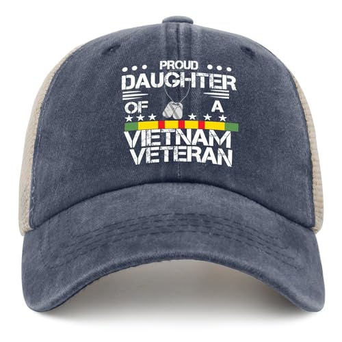 Proud Daughter of A Vietnam Veteran Hat Veteran Day for Women Baseball Cap Fashion Washed Hiking Hat Cotton - color: Purplish Blue01