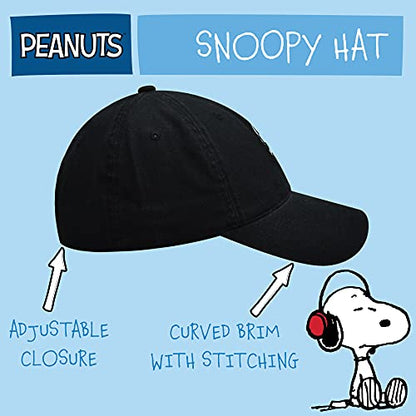 Concept One Unisex Adult Peanuts Snoopy Dad Hat, Adult Cotton Adjustable Baseball Cap with Curved Brim - color: Joe Cool