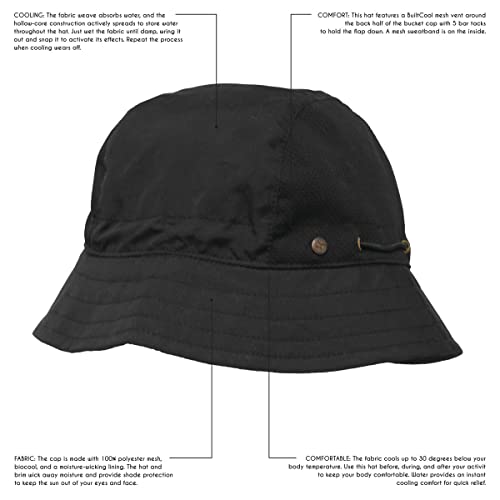 BUILTCOOL Adult Mesh Panel Bucket Cap – Boonie Hat for Fishing, Camping, and Kayaking - color: Black, size: Small-Medium