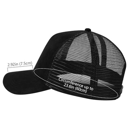 Suede Curved Brim Trucker Cap Adjustable Snapback Hat Mesh Back Breathable for Men Women 2 Pack SH03 - color: Pack of 2, Black & Dark Blue