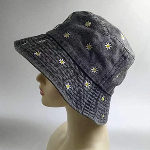 Premium Cotton Bucket Hats,Packable Hats for Men Women,Summer Bucket Hat,Fishing Sun Hats - color: Black+emboridery