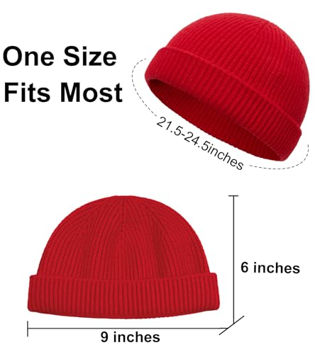 Wool Cuffed Beanie for Men Unisex Knit Watch Cap Thin Fisherman Beanies - color: Coffee