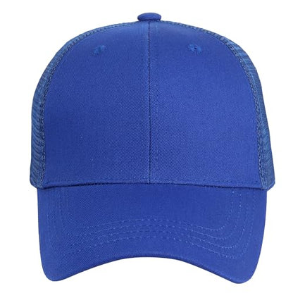 Falari Trucker Hat Baseball Cap Structured Plain Design 6 Panel, Adjustable Size - color: 1pk Royal
