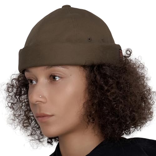 UNDERCONTROL Brimless Sailor Fisherman Leon Hat No Visor Miki Skull Docker Beanie Trawler Tactical Ring Cap for Men & Women - color: Combat Khaki Green
