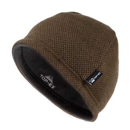TOP-EX PolarWool™ Wool Beanie Hat for Men Women Fleece Lined Skull Cap Winter Knit Hat Watch Caps Reversible & Windproof - color: Green, size: Medium-Large