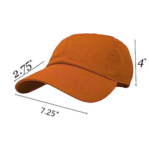 Glory Max 100% Cotton Baseball Cap Classic Plain Low Profile Golf Dad Hat Buckle Adjustable - color: Orange