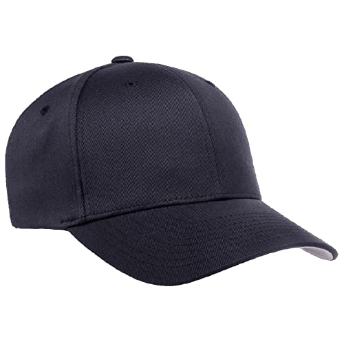 Flexfit Wooly Combed 6-Panel Structured Baseball Cap | Stretch Fitted - color: Dark Navy, size: Small-Medium
