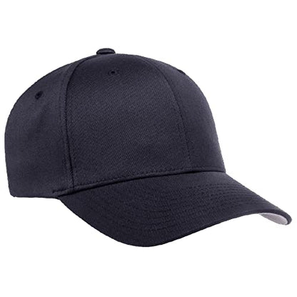 Flexfit Wooly Combed 6-Panel Structured Baseball Cap | Stretch Fitted - color: Dark Navy, size: Small-Medium