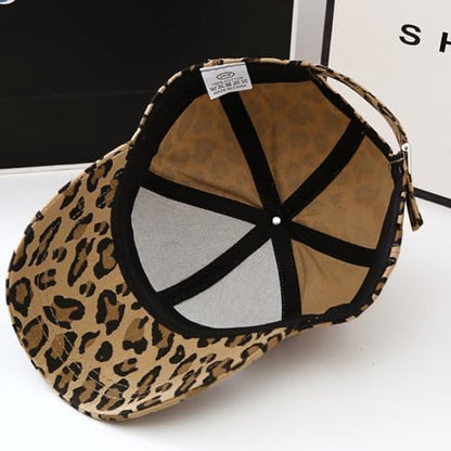 Women's Men's Fashion Baseball Cap Adjustable Strapback Hats Dad Hat Visor Sports Hat - color: Khaki Leopard
