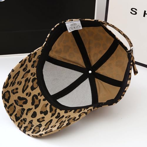 Women's Men's Fashion Baseball Cap Adjustable Strapback Hats Dad Hat Visor Sports Hat - color: Khaki Leopard