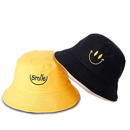 Bucket Hats Men Women Reversible Cotton Double-Sided Fishing Hat Winter Yellow