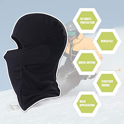 Balaclava Face Mask Adjustable Windproof UV Protection Hood - color: Black
