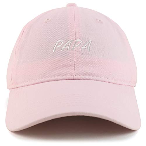 Trendy Apparel Shop Papa Embroidered Soft Crown 100% Brushed Cotton Cap - color: Light Pink